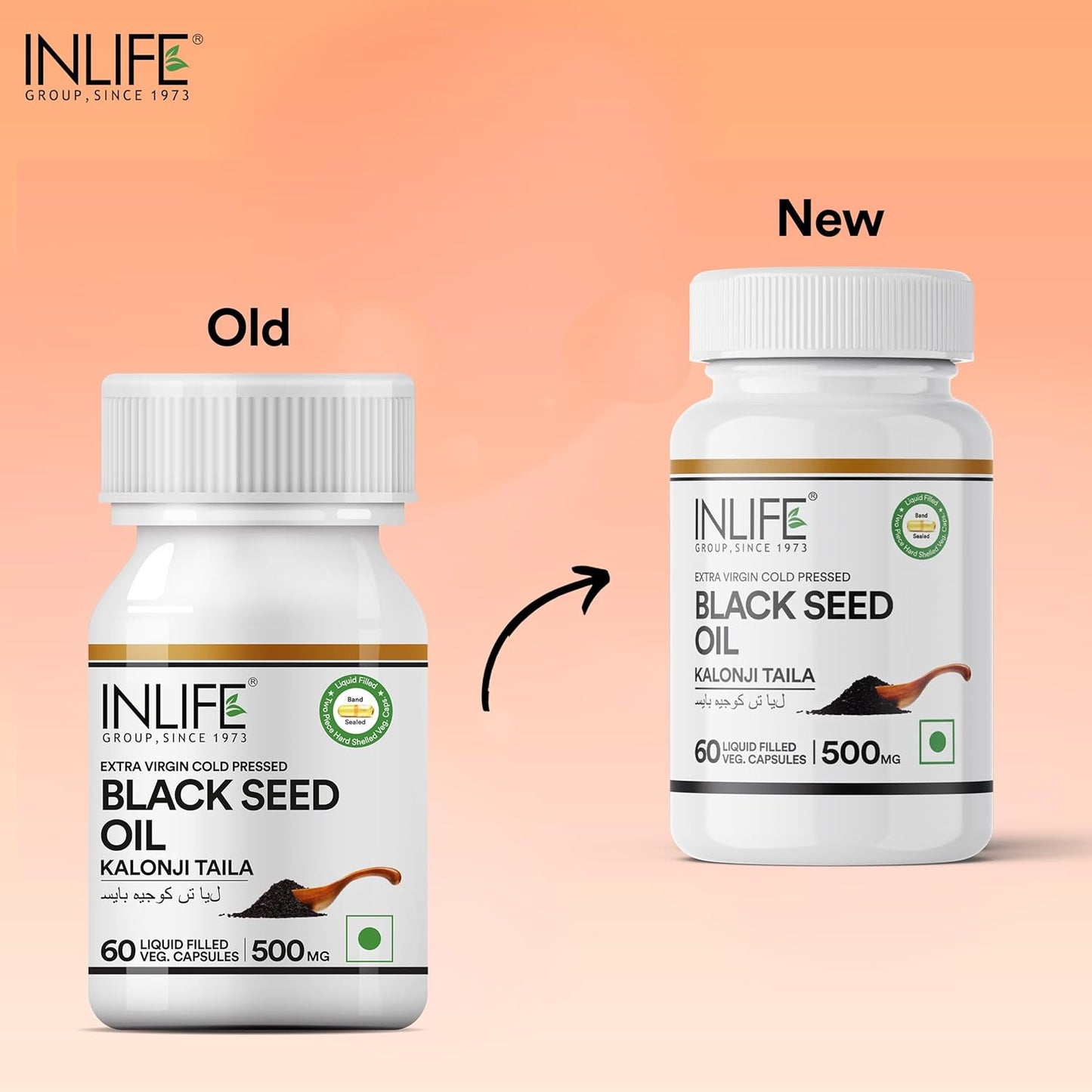 INLIFE Black Seed Oil, Extra Virgin Cold Pressed, 500 mg - 60 Vegetarian Capsule (Pack of 1)
