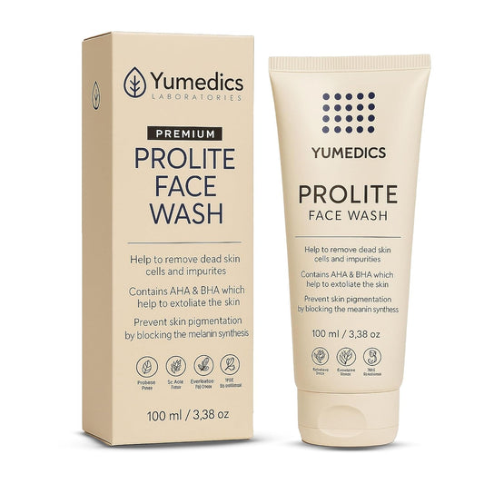 Yumedics Revitosin Prolite Face Wash | 100ml AHA & BHA Facewash for Oily, Dry & Normal Skin | Gently Cleanses, Refreshes & Brightens | Suitable for All Skin Types