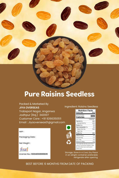MarwarBites Raisins Seedless I 500g,I Kishmish, Dry Fruits Source Of Potassium, Healthy & Nutritious