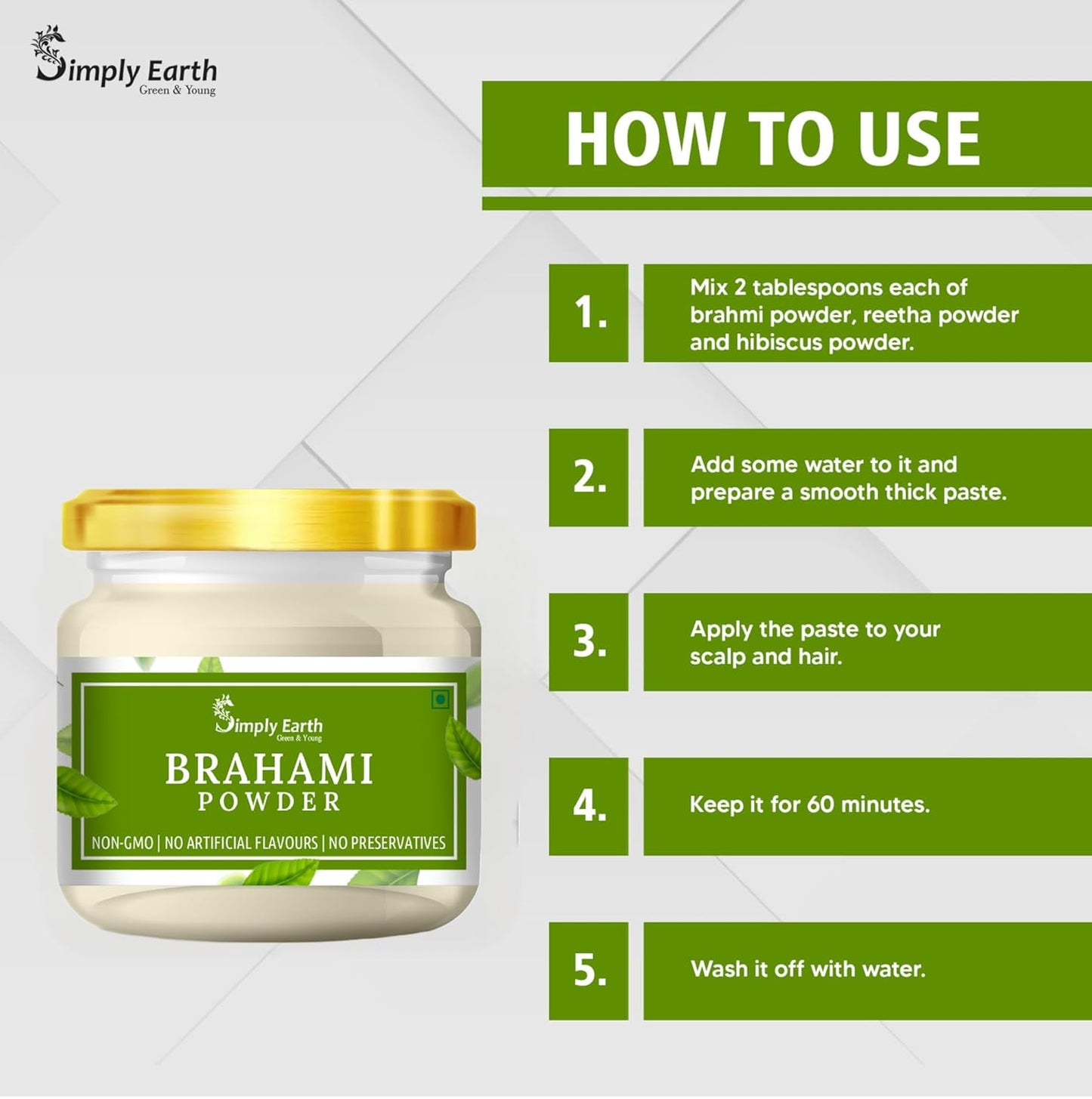 Simply Earth Organic Brahmi (Bacopa Monnieri) 100% Bio Organic Brahmi Leaves Powder for Hair Growth & Skin Care - 100GM