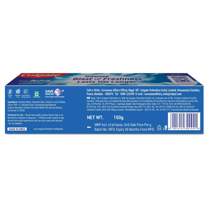 Colgate MaxFresh Breath Freshner Cavity Protection Toothpaste, 150g, Peppermint Ice, Blue Gel Paste with Menthol, Cooling crystals for fresh breath