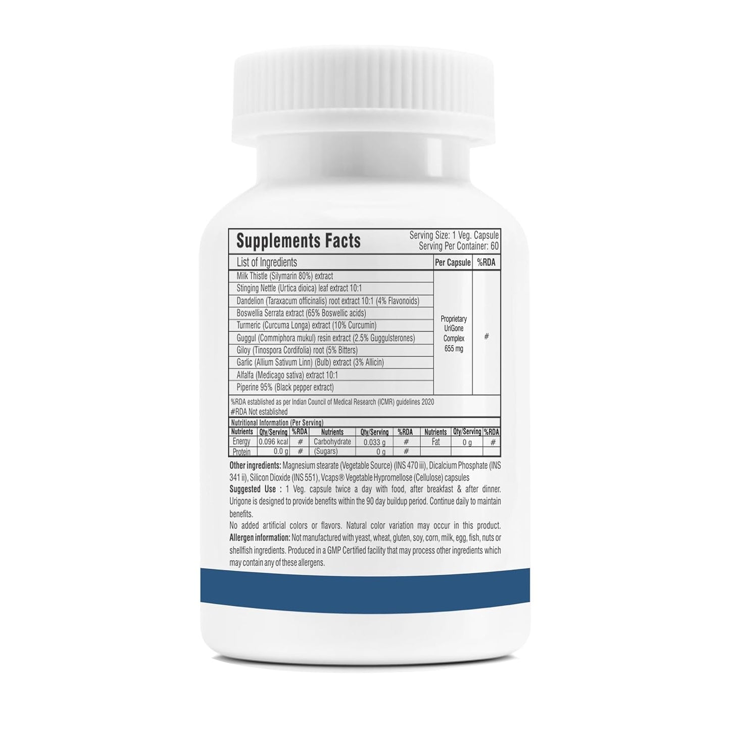 Supplement bottle with label on a white background