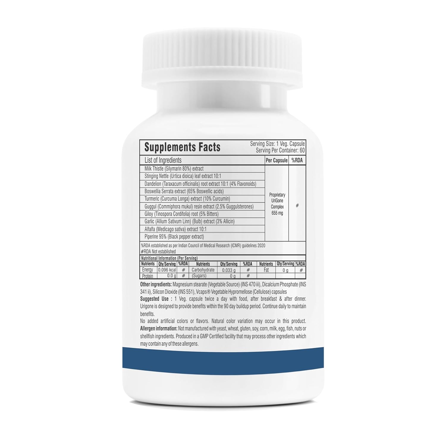 Supplement bottle with label on a white background