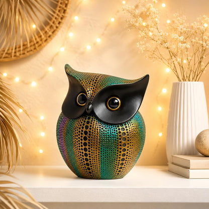 Xtore® Modern Classy Lucky Owl Resin Art Figure Showpiece -(Pack of 1,Multicolor)