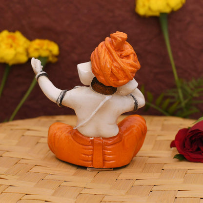 Polyresin Lord Musical Ganesh Statue, 5 x 3 x 2 Inches, Multicolor