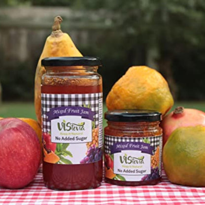 VIStevia Sugar Free Mixed Fruit Jam (220g) | Diabetic & Keto Friendly | Sweetened with Stevia and Erythritol | 100% natural | More than 60% whole fruit | Tastes delicious