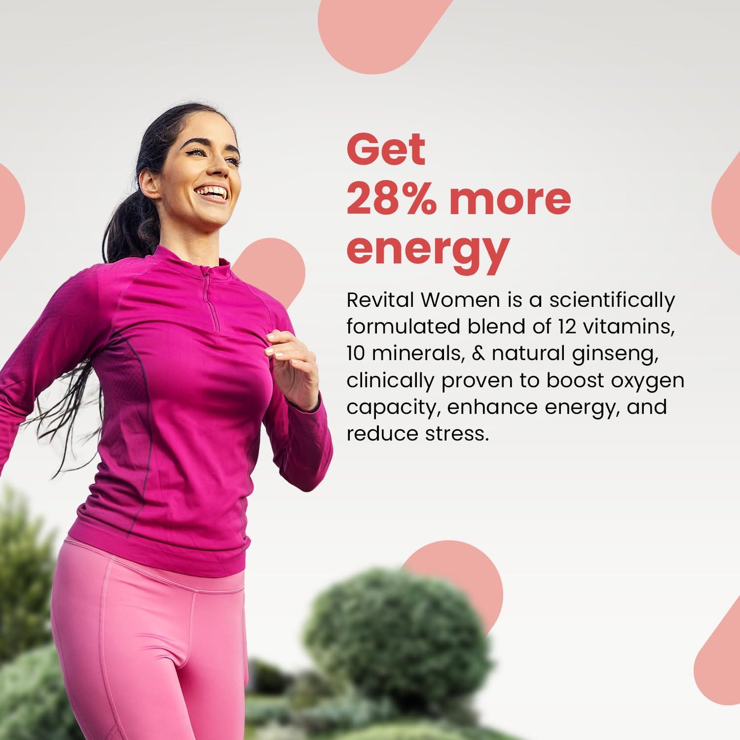 Revital For Women With Multivitamins, Calcium, Zinc & Natural Ginseng For Daily Immunity Strong Bones, And Enhances Energy Level - 60 Tablets