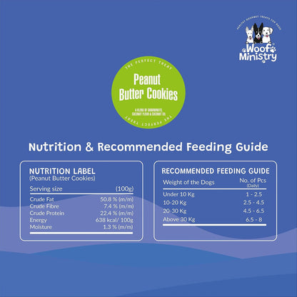 Woof Ministry Peanut Butter Cookies for Dogs, Minimal Ingredient Dehydrated Dog Treats (Veg Treats -100 Grams),All Life Stages