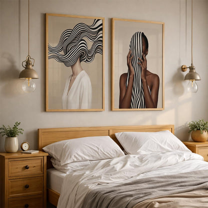 Modern Art Wall Painting Set of 2 for Living Room | Premium HD Printed Wall Frames for Bedroom, Office & Home Decor | Minimalist Contemporary Wall Art (Ready to Hang) (M.9, 13x19 inches)