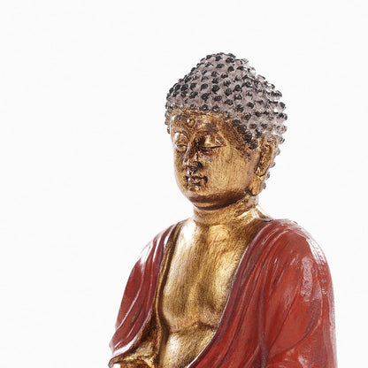 PURE HOME + LIVING Dark Red Antique Gold Polyresin Sitting Buddha - Small Statue Decorative Showpiece Idol | Home Decor Items for Home Office Living Room and Gifts (Pack of 1)