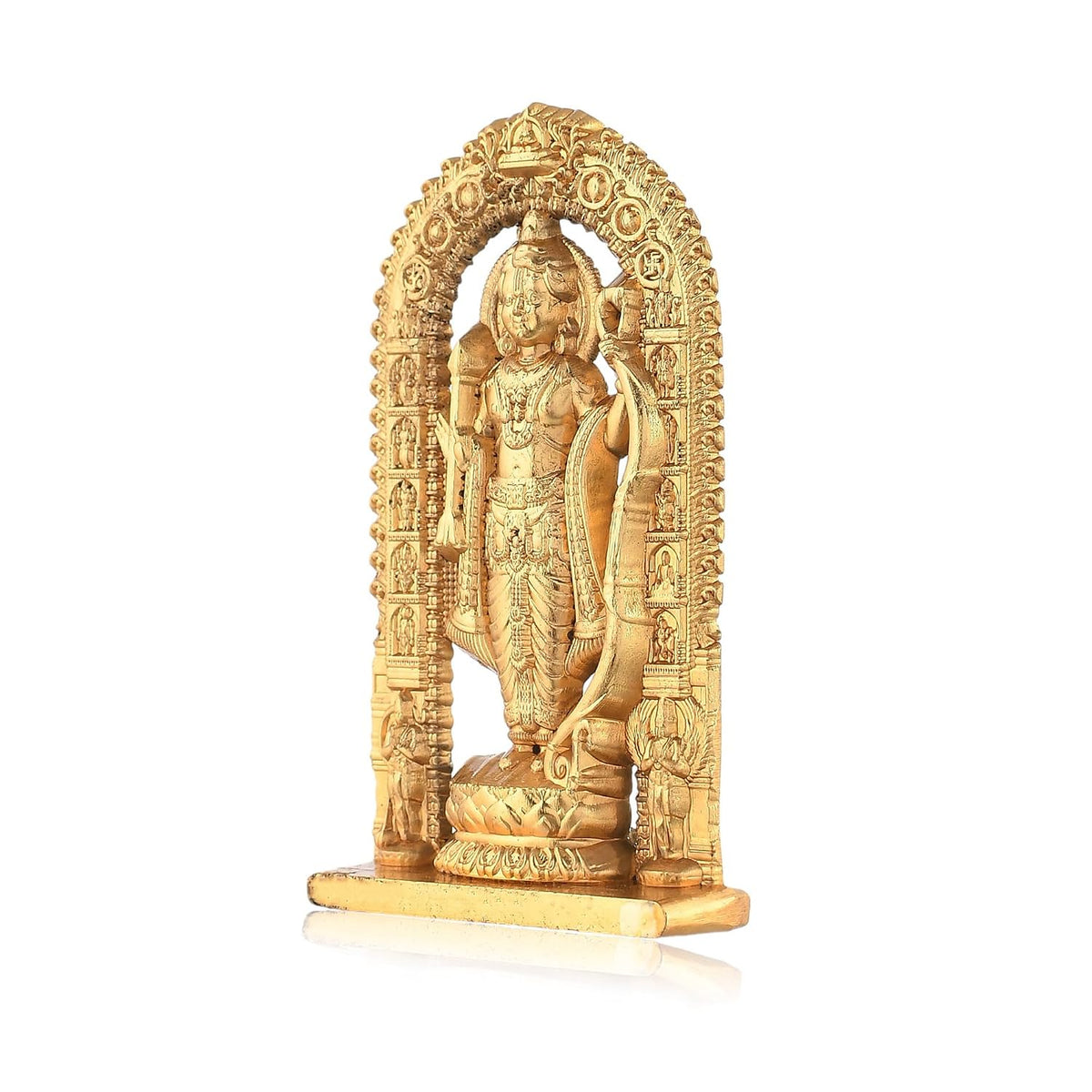 Metal Ram Lalla Idol Ayodhya Golden Metal Shree Ram Lalla Murti Ayodhya Ram Idol for Home Decor, Pooja, Temple Mandir Housewarming Gifts Unique Set of 1 (Height - 2.7 Inch)