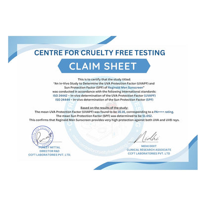 Centre for Cruelty Free Testing claim sheet on a white background