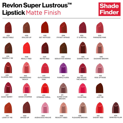 REVLON Super Lustrous Matte Lipstick, 80% Conditioning Ingredients, intance color, Waterproof, Long-Lasting, 100% Vegan Lipstick, Superstar brown (411), 4.25 gm