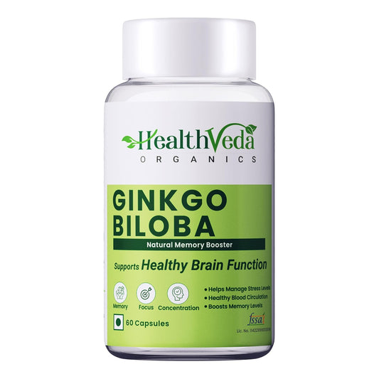 Zephivo HEALTH VEDA ORGANICS PRIVATE LIMITED Ginkgo Biloba 120 mg | 60 Veg Capsules | Supports Better Concentration & Memory | For both Men & Women