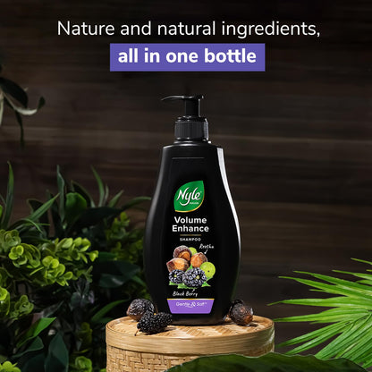 Nyle Naturals Volume Enhance Shampoo |For Voluminous Hair |With Reetha, Blackberry & Amla |Gentle & Soft Shampoo For Men & Women, 400ml