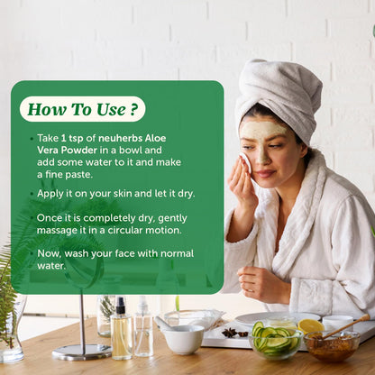 Neuherbs Aloe Vera Powder For Skin & Hair 100g | Aloevera Powder for Skin Nourishment & Hydration | 100% Pure & Natural | Cruelty & Paraben Free