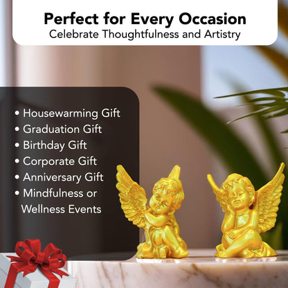 Nostrae Cupid Angel Show Pieces for Home Decor Living Room Decorative Items | Cute Angel Statue Showpieces Gift Item for Decor| Center Table Tv Office Interior Statues Figurines (Set of 2)