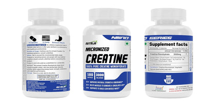 NutriJa Creatine Monohydrate 3000mg Capsules | Improves physical strength & endurance | Ideal Workout supplement | 180 Capsules