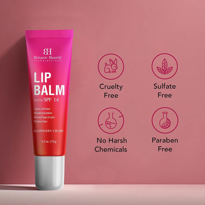Botanic Hearth Raspberry SPF Lip Balm with Transparent Shine for Dark, Dry, Chapped Lips with Jojoba Oil, Vitamin E & Allantoin | Lip Care Balm for Women & Men | SPF Sun Protection | 10g