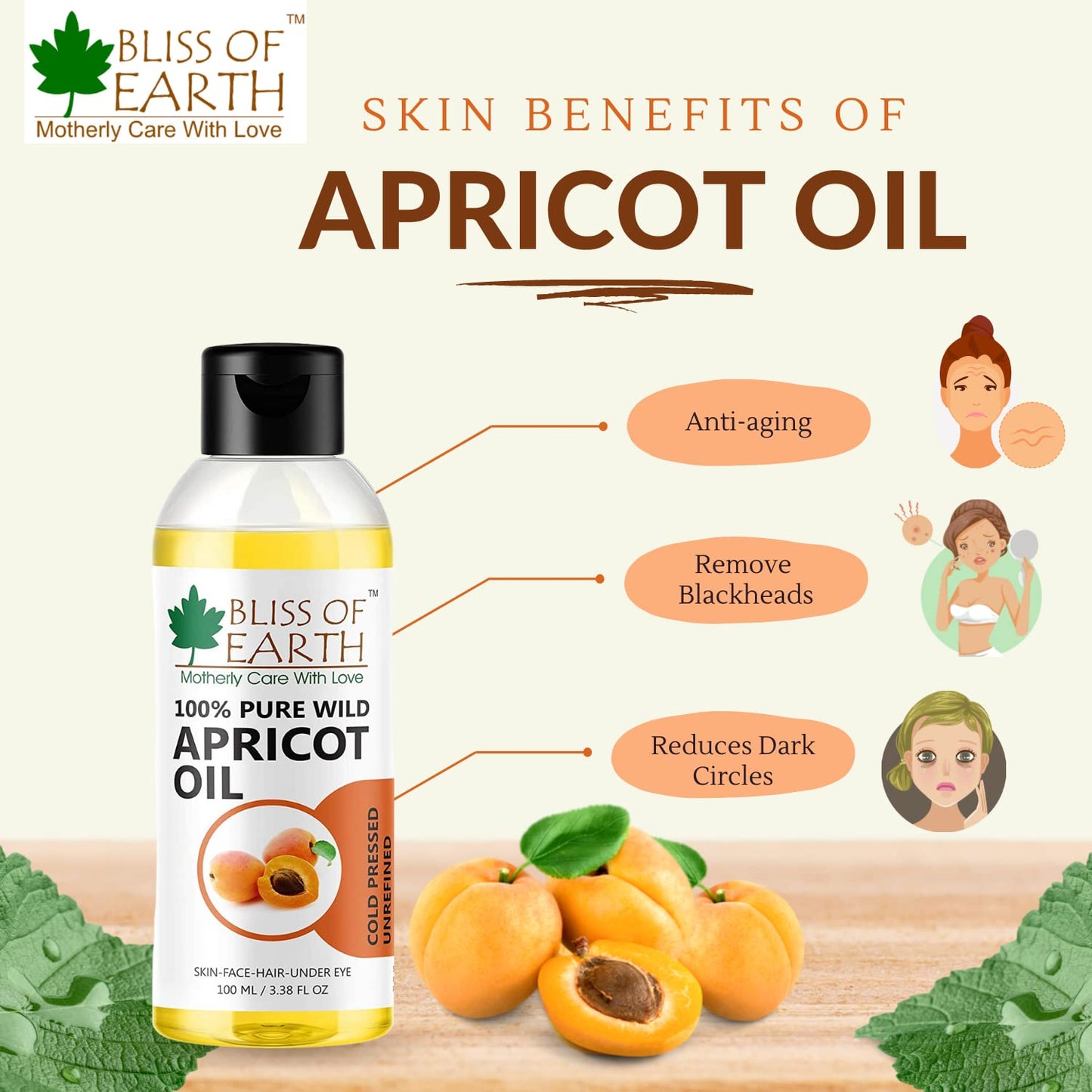 Bliss of Earth™ Wildcrafted Himalayan Apricot Oil Coldpressed & Unrefined (100 ML)