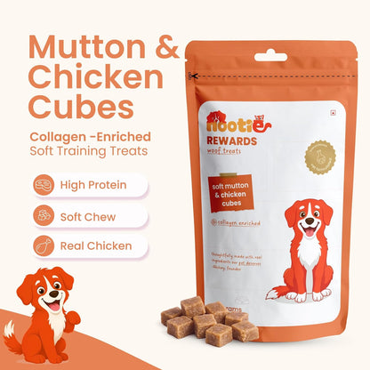 Nootie Rewards Soft Mutton & Chicken Cubes for Dogs 50g | Dog Treats