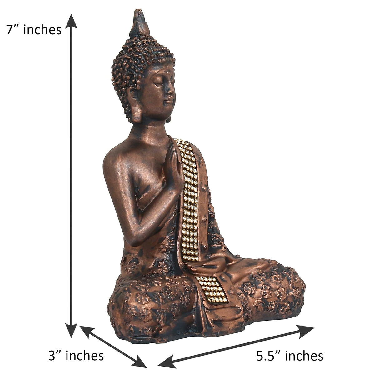 Handcrafted Meditating Lord Buddha Polyresin Idol (15 cm x 7.5 cm x 20 cm, Brown)