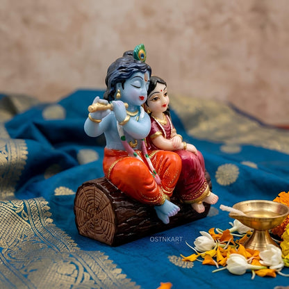 Radha Krishna Idol for Car Dashboard – 3.15 Inch Multicolour Polyresin Statue | Spiritual Showpiece for Home, Office & Temple | Decorative Gift for Housewarming, Diwali & Birthday