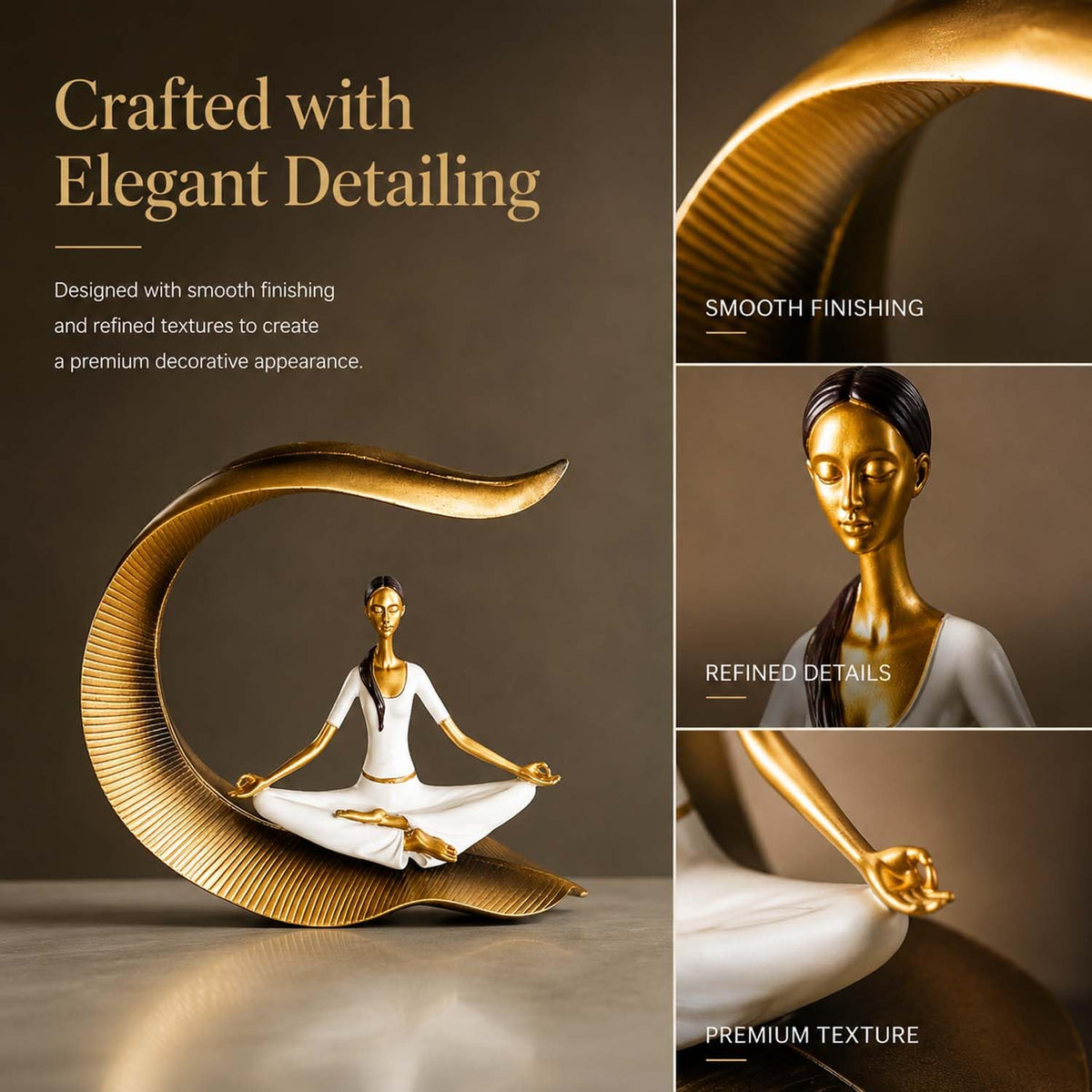 Yoga Lady Statue Polyresin Meditating Woman Figurine for Home & Office Décor 22Cm | Elegant Yoga Showpiece | Zen Décor | Namaste Meditation Idol | Decorative Woman Statue (White)