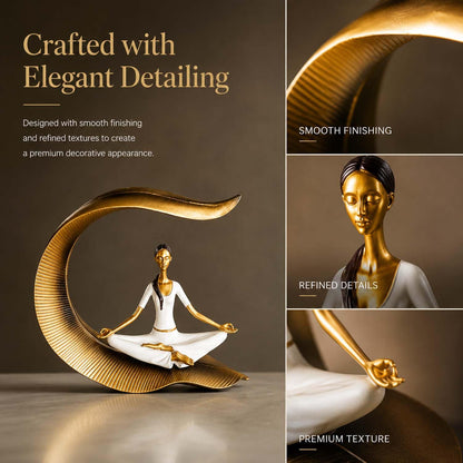 Yoga Lady Statue Polyresin Meditating Woman Figurine for Home & Office Décor 22Cm | Elegant Yoga Showpiece | Zen Décor | Namaste Meditation Idol | Decorative Woman Statue (White)