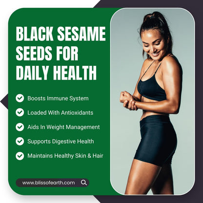 Bliss of Earth 100gm unhulled Black Sesame Seeds, Kaale Til, Fresh & Organic Fully Fiber Rich Great for Cooking & Baking
