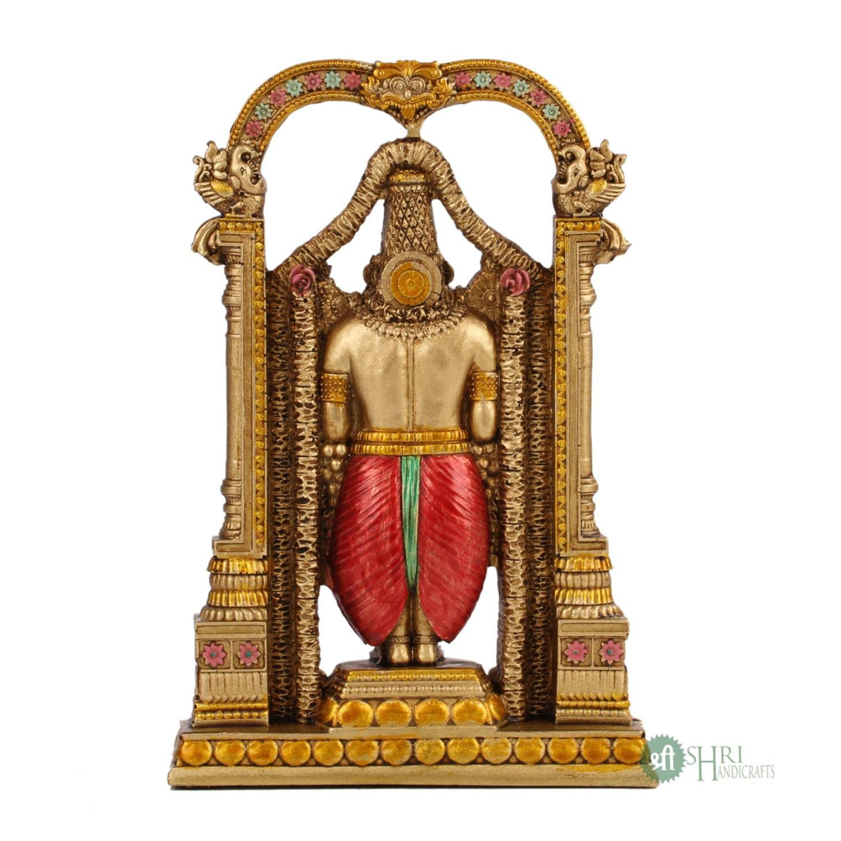 Tirupati Balaji Fine Metal Finish Idol Decorative Showpiece Handcrafted Tirupati Balaji Murti for Home Office and Gifting Purpose Sculpture, Golden, Pack of 1