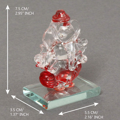 Red and Transparent Double Sided Crystal Car Ganesha Showpiece