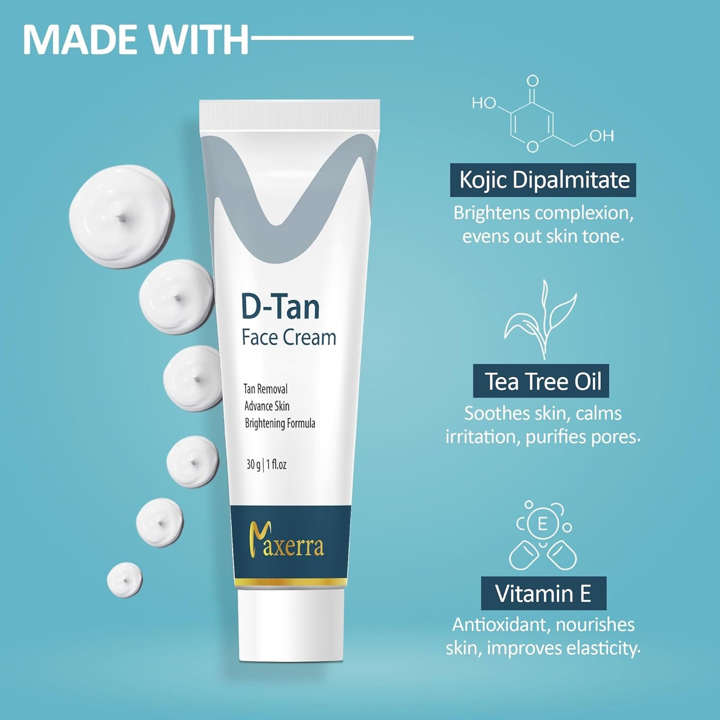 D-Tan Face Cream | Helps Reduce Tan & Enhance Skin Radiance | Enriched with Nourishing Ingredients (30 Gram)