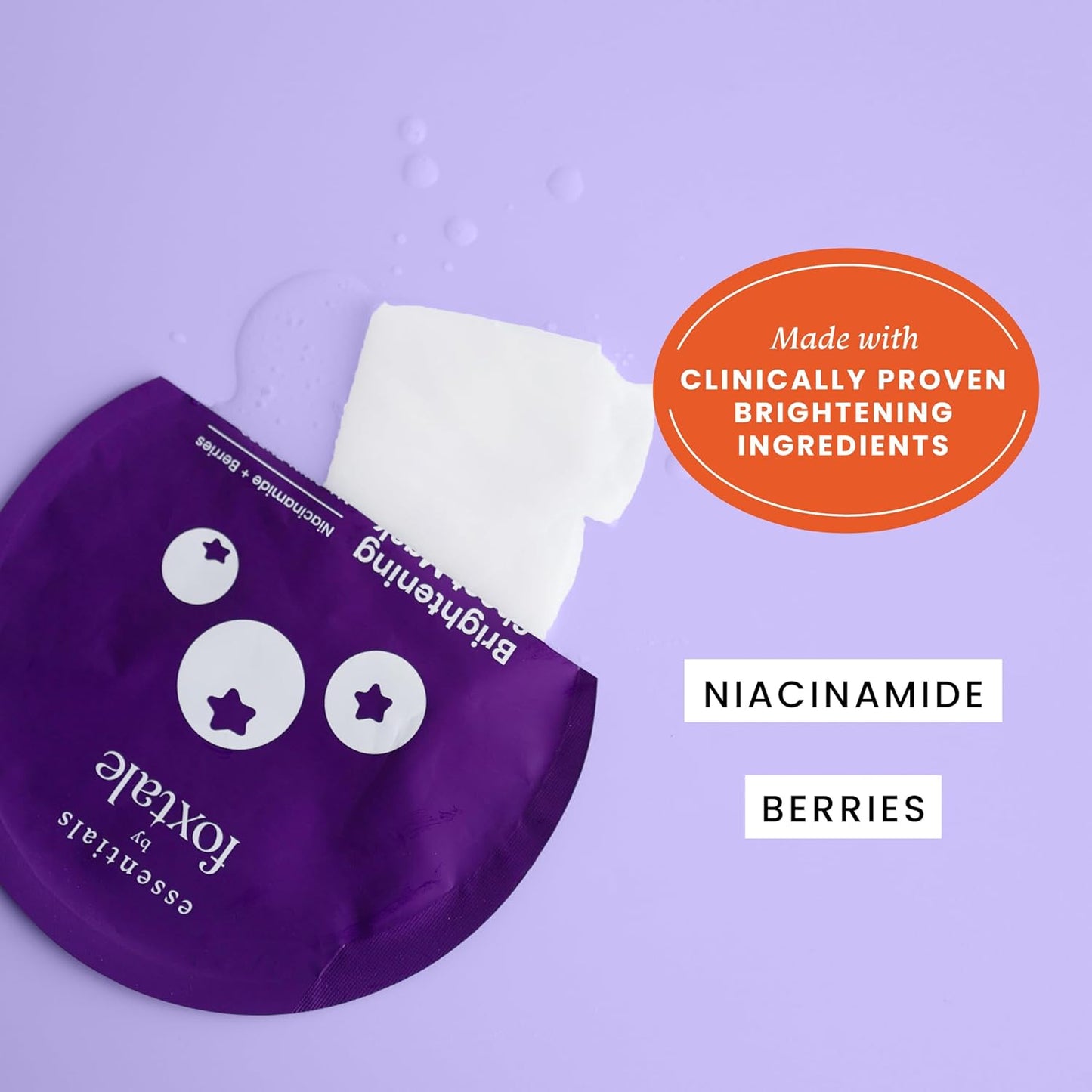 Foxtale Brightening Sheet Mask with Niacinamide and Berries for Bright Skin, Men & Women, 26g