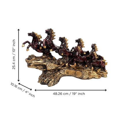 eCraftIndia Resin 7 Running Victory Horse Statue | Vastu Feng Shui Showpiece for Home Decor Office | Horse Figurine Good Luck Gift for Housewarming Birthday