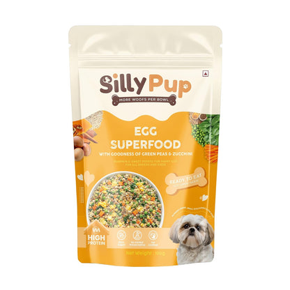 Silly Pup Egg Superfood for Dogs| Real Eggs, Quinoa, 7 Vegetables, Turmeric, Ashwagandha & Eggshell Calcium | No Preservatives | Vet Crafted | Human-Grade (1 Pouch, 100g)