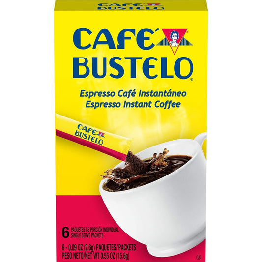 Café Bustelo Espresso Style Dark Roast Instant Coffee, 6 Count Single Serve Packets