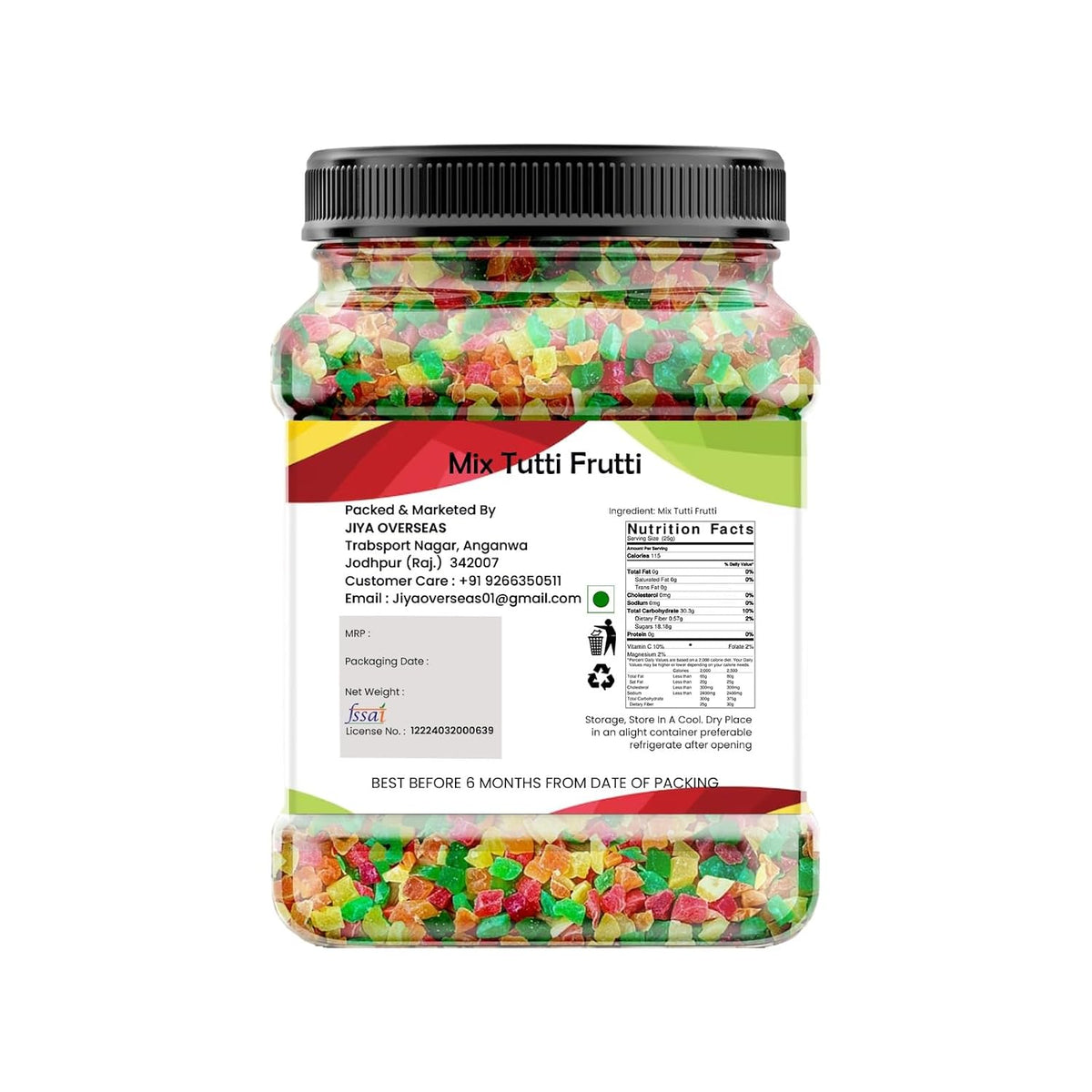 MarwarBites Mix Tutti Frutti Cherry | Jar Pack Tuti Fruity Fresh Cherries for Cakes & Cookies Decoration -Fresh Fruits- (Multi Colour)