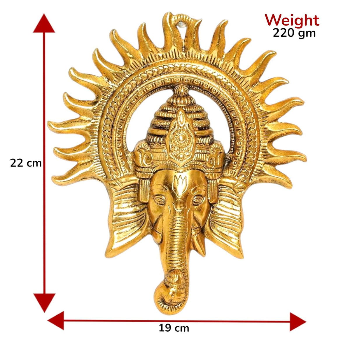 Metal Ganesha ji Statue,Ganpati Wall Hanging Sculpture Lord Ganesh Idol Lucky Feng Shui Wall Decor Your Home, Office,Religious Gift Article (Gold)