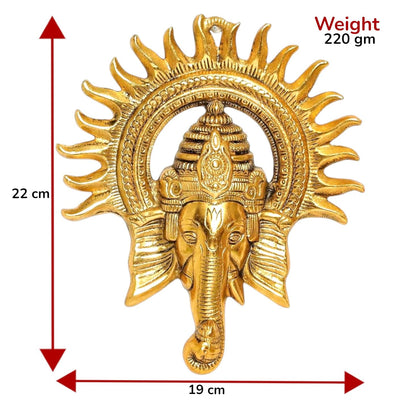 Metal Ganesha ji Statue,Ganpati Wall Hanging Sculpture Lord Ganesh Idol Lucky Feng Shui Wall Decor Your Home, Office,Religious Gift Article (Gold)