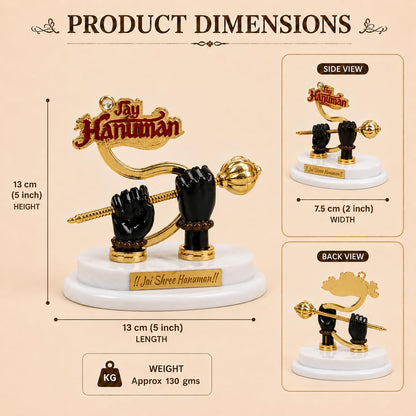 Hanuman Gada Showpiece for Car Dashboard – Jai Hanuman Decorative Idol with Gada, Spiritual Dashboard Decor for Home Temple, Office Desk, Vastu Gift Item