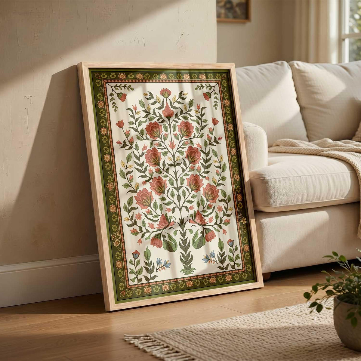 Art Wall Painting Indian Traditional Madhubani With Frame Home Decoration For Living Room Bed Room Hotel Wall Decor Digital Reprint (14X20 inch)