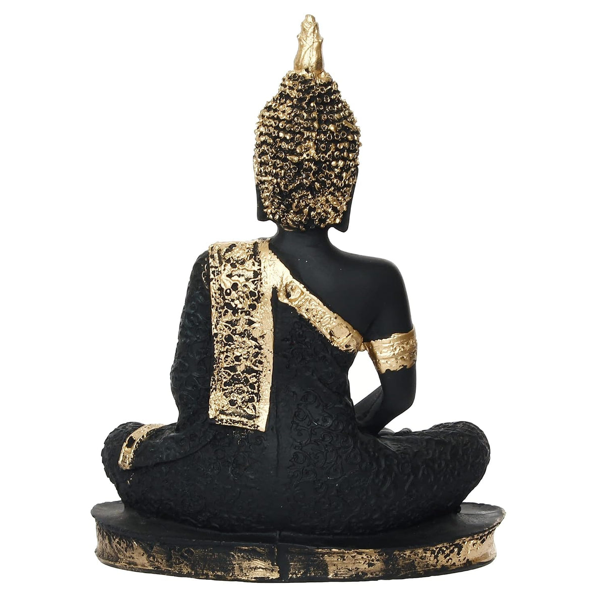 eCraftIndia Golden Black Resin Handcrafted Meditating Lord Buddha Idol for Home Decor | Gautam Buddha Statue for Living Room Office Meditation Yoga Spaces| Gift for Diwali Buddha Purnima Housewarming