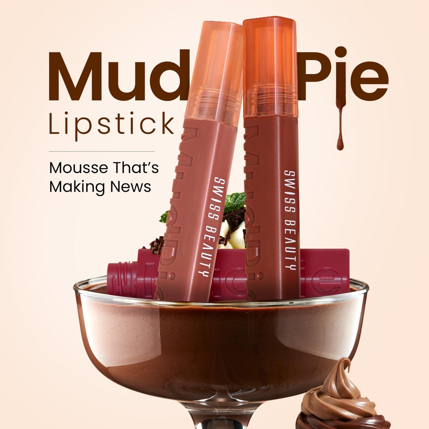Swiss Beauty Mudpie Lipstick | Soft Matte Mousse Finish | Highly Pigmented | Non-Transfer | Long-Lasting Wear | Infused with Hyaluronic Acid & Castor Oil | Shade-5. Pretty Hustler, 3g