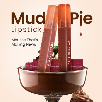 Swiss Beauty Mudpie Lipstick | Soft Matte Mousse Finish | Highly Pigmented | Non-Transfer | Long-Lasting Wear | Infused with Hyaluronic Acid & Castor Oil | Shade-5. Pretty Hustler, 3g
