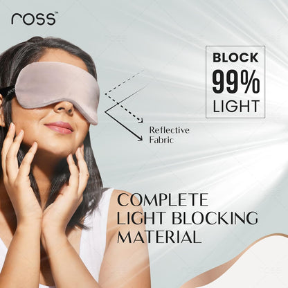Ross Breathable Fabric Sleep Eye Mask – Ultra-Soft, Smooth & Cozy with Adjustable Strap for Ultimate Comfort, Light Blocking & Deep Sleep – Perfect for Travel, Meditation, Naps, Relaxation & Stress Relief - Grey