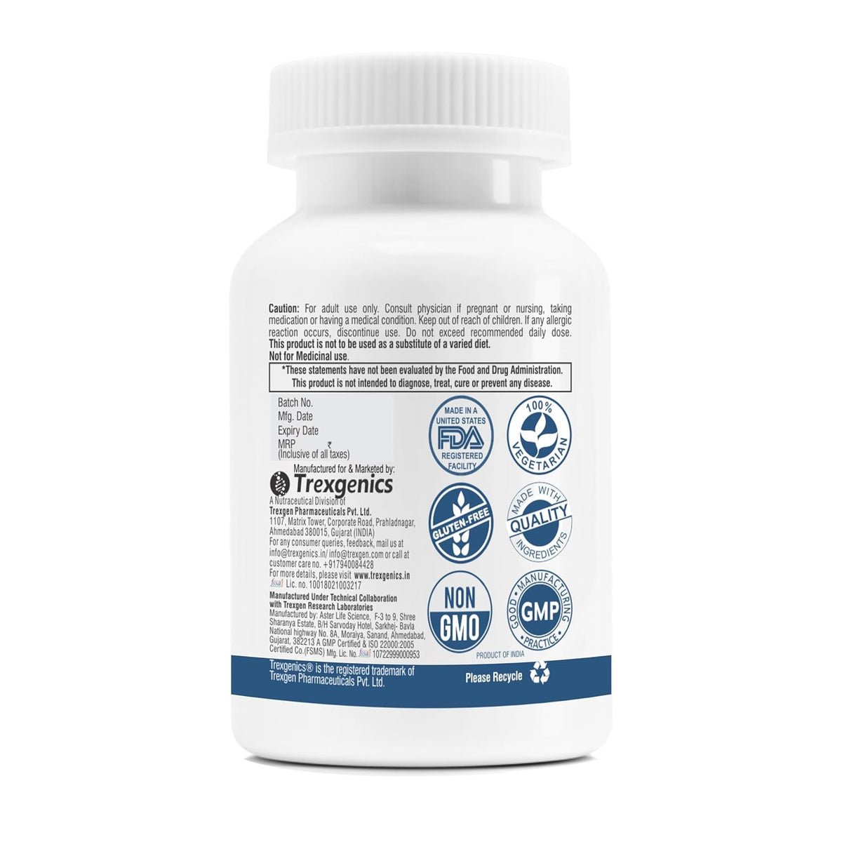 Supplement bottle with label on a white background