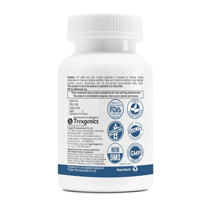 Supplement bottle with label on a white background