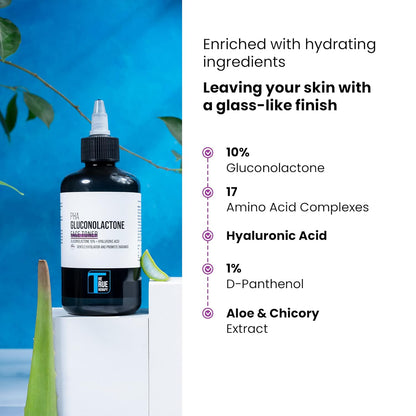 The True Therapy PHA Toner with 10% Gluconolactone, Hyaluronic Acid and 17 Amino Acid Complex | Hydrating & Exfoliating Face Care for Glowing Skin | For Men & Women | All Skin Types | 200ml