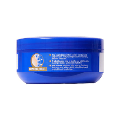 Blue jar with a label on a white background